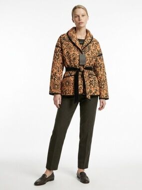 bagatelle Brown and Black Patterned Quilted Puffer Jacket Women’s Size XS